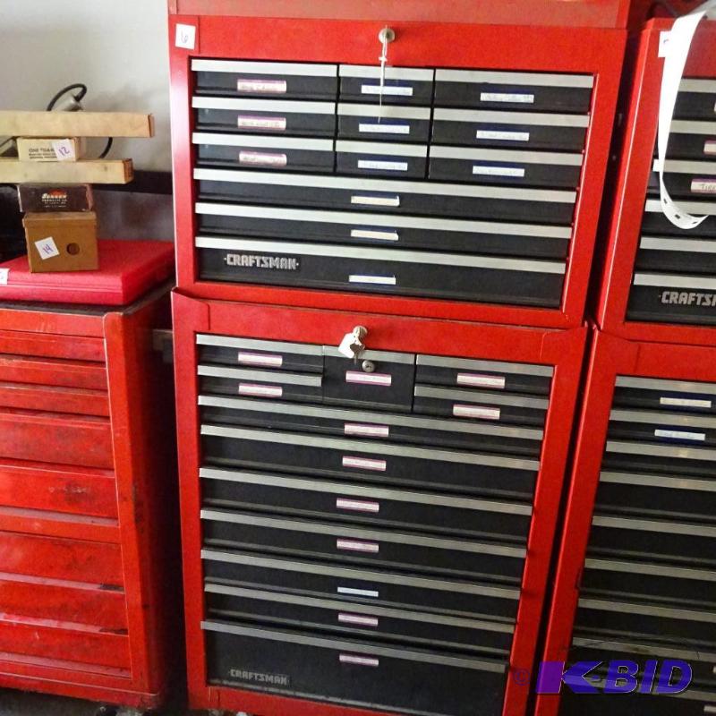 lot 6 image: Craftsman 12 drawer top box and 12 drawer rol...