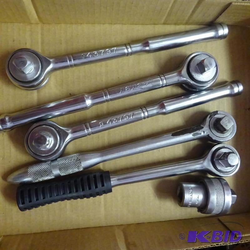 lot 65 image: 5- 12 Drive Ratchets. 3 are Craftsman...