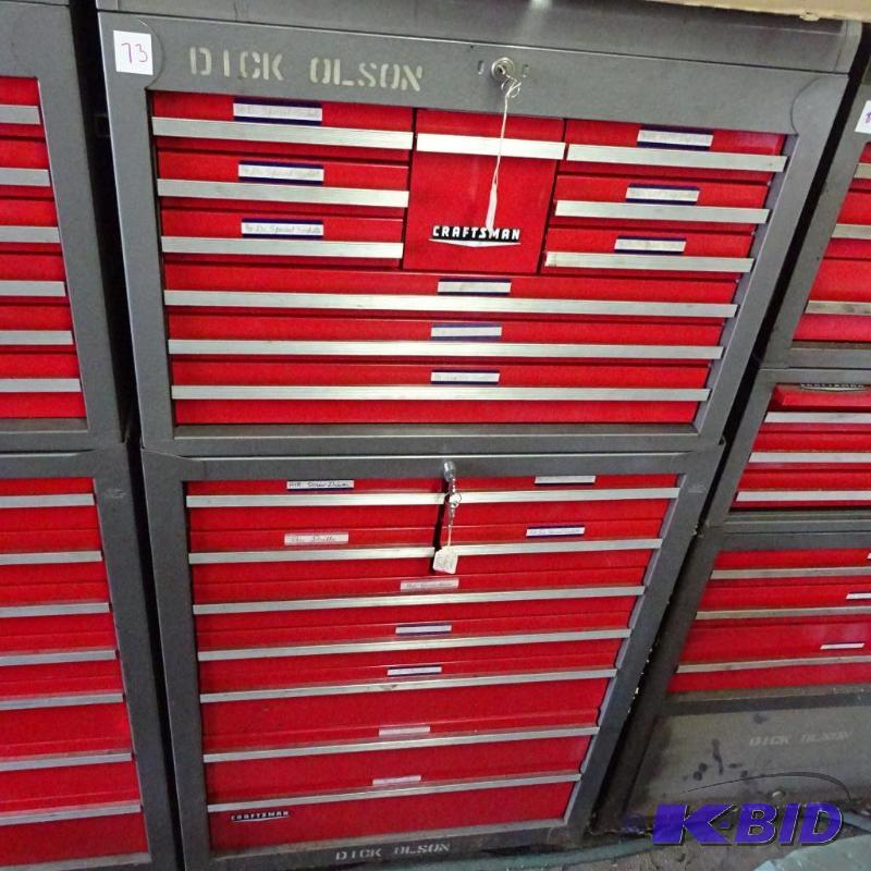 lot 73 image: Craftsman 10 Drawer Top Box. With Lock and Ke...