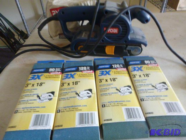 lot 155 image: Ryobi Belt Sander Model #BE218 - 3" X 18...
