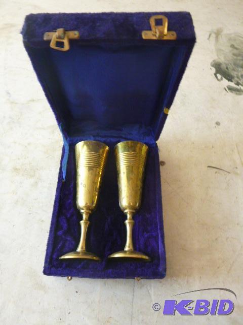 lot 262 image: 2 Brass Flutes in Velvet Case...