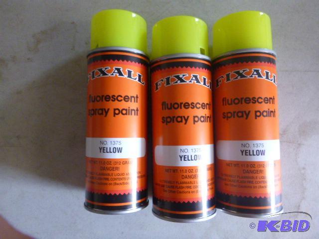 lot 50 image: 3 Cans of Fixall Fluorescent Spray Paint Yell...