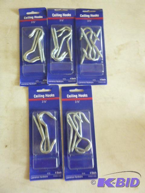 lot 96 image: 3 38" Ceiling Hooks 5 Packs of 4...