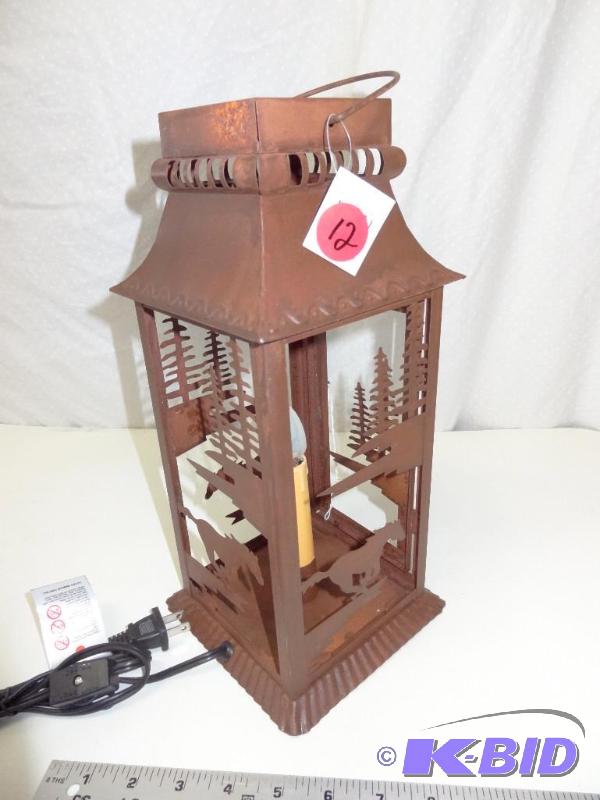 Metal horse lantern, 16 inches high....