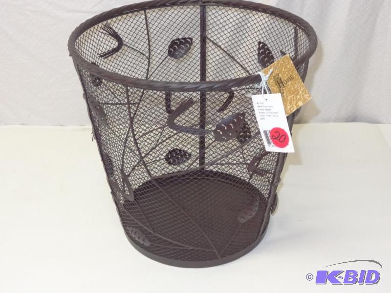 Metal pine cone waste basket....