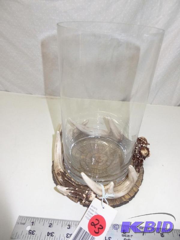 Antler glass jar, 9.5 inches high....