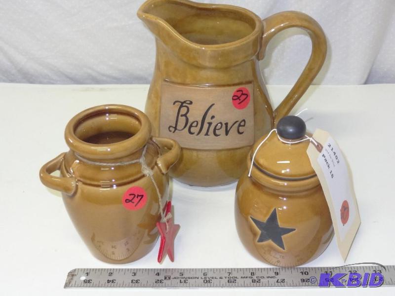 Set of brown ware items....