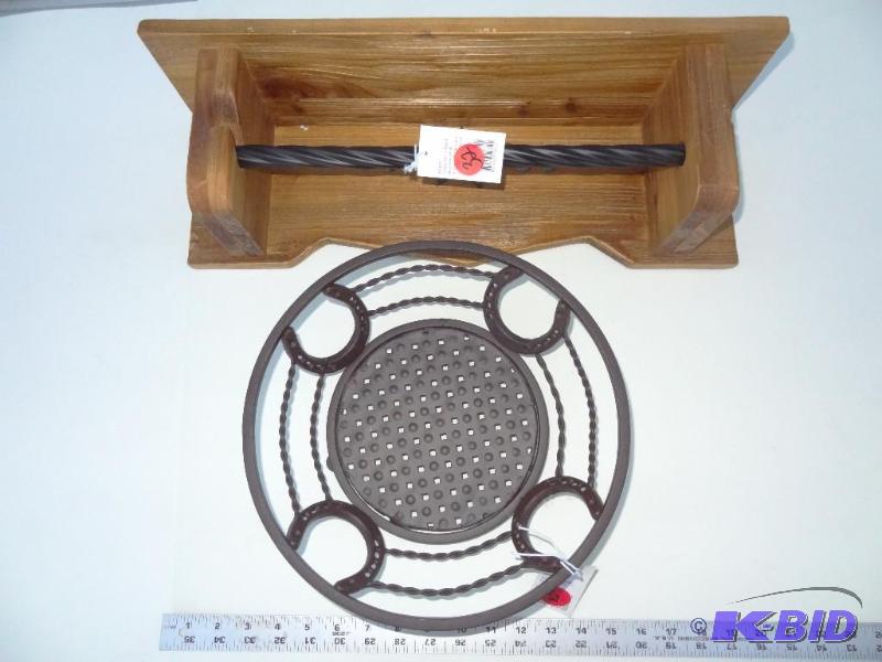 Wood star paper towel holder with shelf and c...
