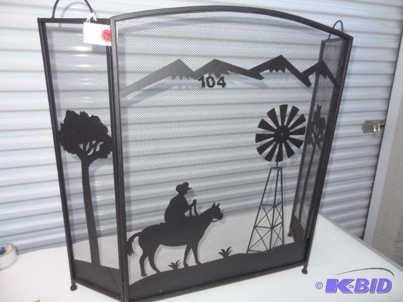 Metal windmill fireplace screen - 34 inches t...