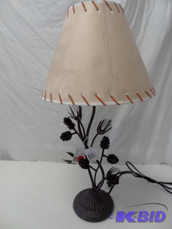 Cast and wrought iron pine cone desktable la...