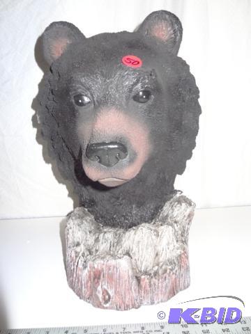 Bear head sculpture, 17.5 inches high....