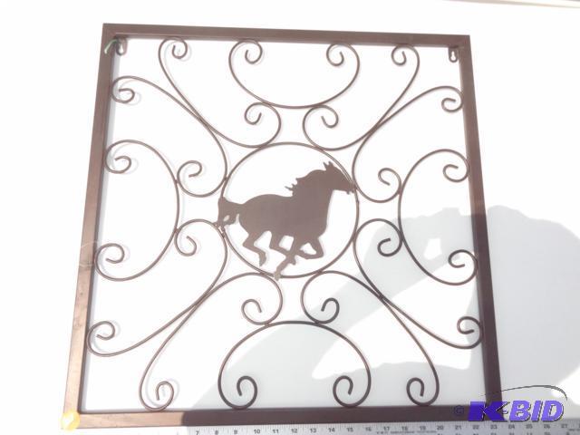 Metal horse wall hanging, 23.5 inches square....