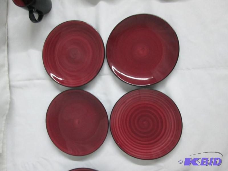 McLeland 16pc Two Tone Dinnerware Set Wine Black August Store 