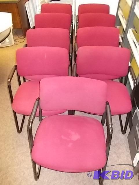 lot 1 image: Lot Of 9-Burgundy Office Chairs...