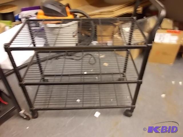 lot 36 image: 3-Tier Black Wire Rolling Cart 36x18...