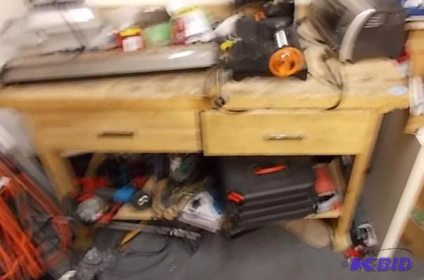 lot 39 image: Wood 2-Drawer Work Bench 5 ft x 28 x 34 Tall ...