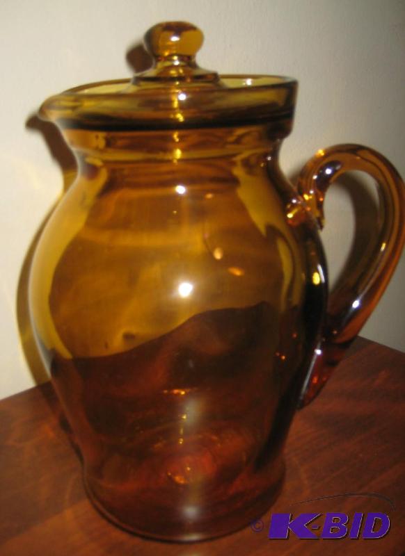 Amber Water Pitcher with Lid