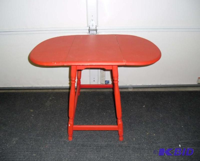 lot 20002 image: Vintage Child Size Drop Leaf Red Wood Table