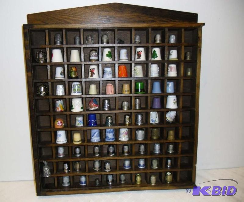 lot 20012 image: Collection of 80 Thimbles in Wood Case