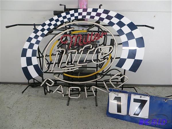 lot 17 image: Miller Lite Racing Neon. Does not light. 32&q...