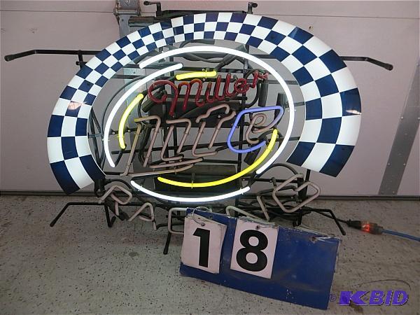 lot 18 image: Miller Lite Racing Neon. Partially lights. 32...