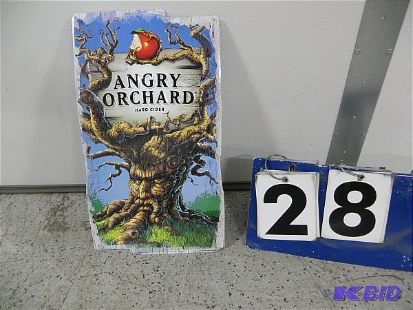 lot 28 image: Angry Orchard Hard Cider Tin Sign. Measures 1...
