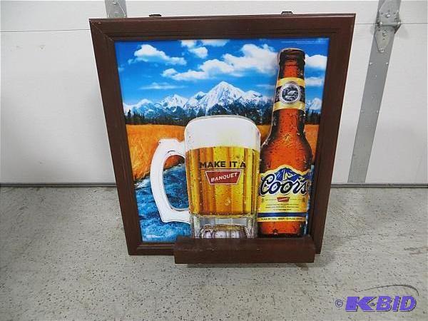 lot 30 image: Coors Banquet Lighted Sign. Missing the cord....