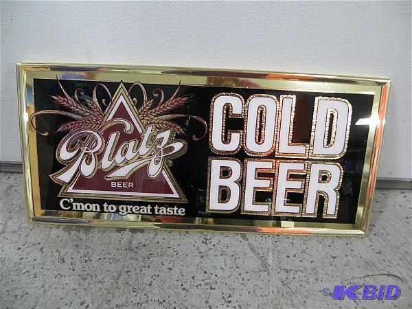 lot 36 image: Blatz Cold Beer Framed Sign. 20&quotW x 9&qu...