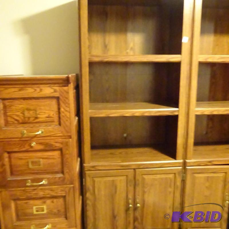 lot 102 image: laminate book shelf. 2 shelf with underneath ...