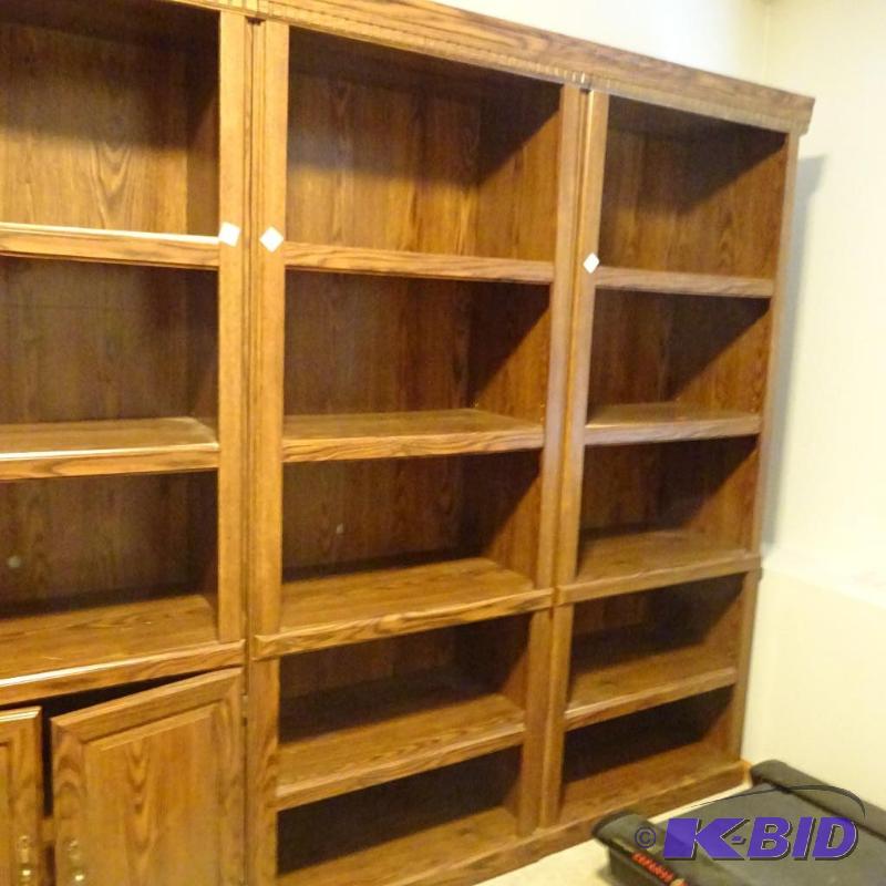 lot 104 image: laminate book shelf. 4 shelf with underneath ...