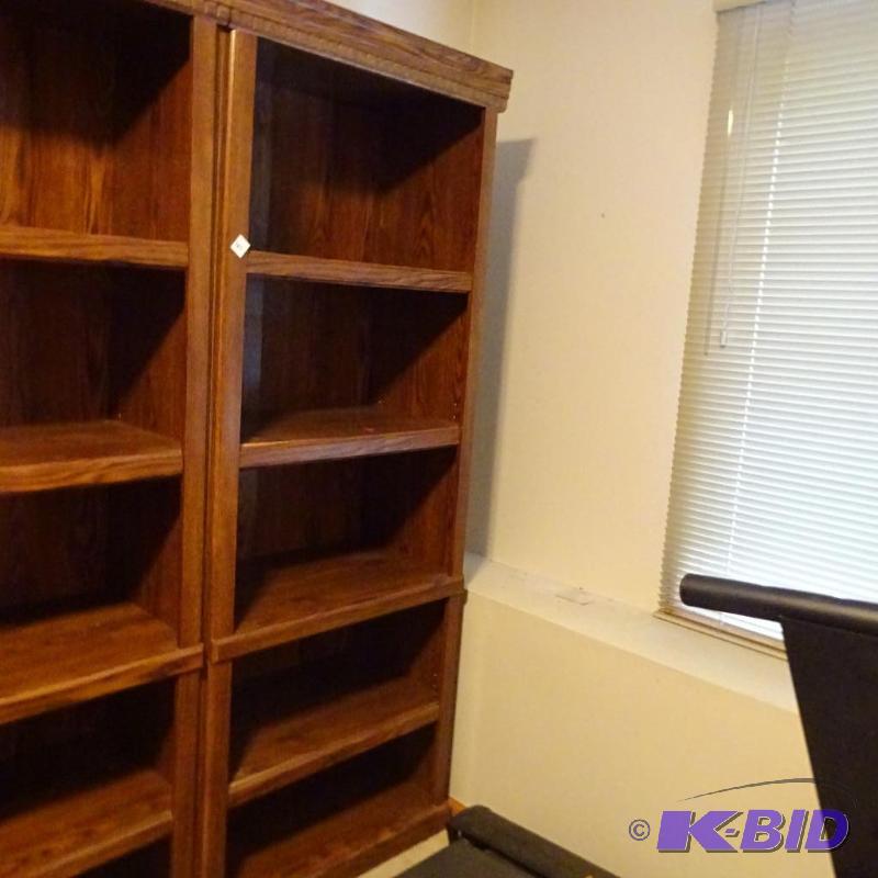 lot 105 image: laminate book shelf. 4 shelf with underneath ...