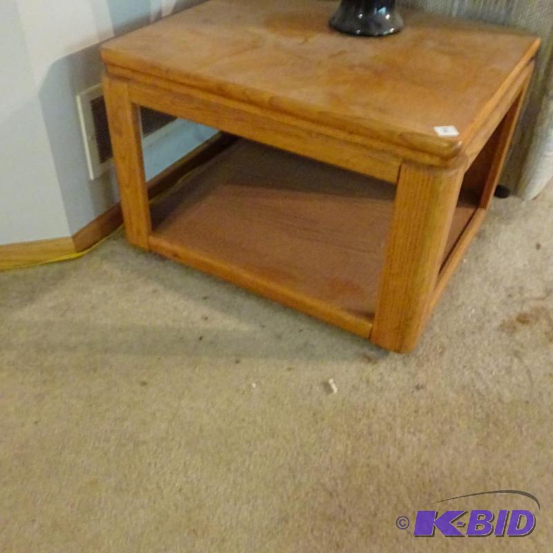lot 110 image: wood end table. 28x24x19...