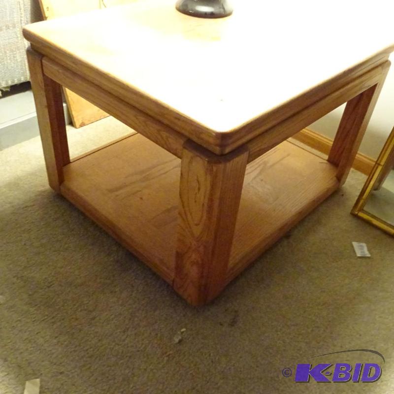 lot 115 image: wood end table. 28x24x19...