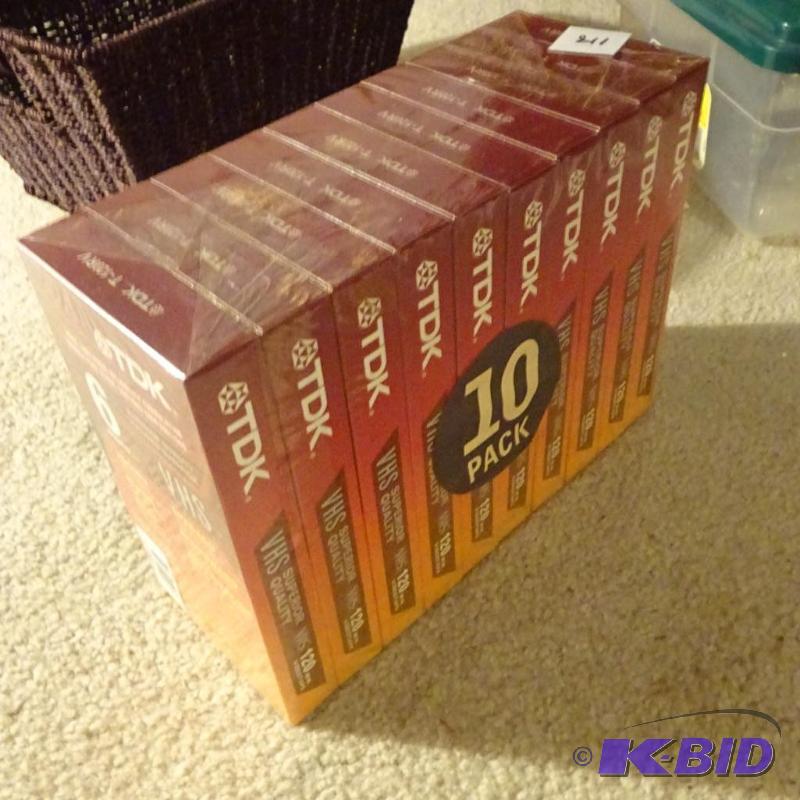 lot 118 image: TDK VHS Tapes. New Qty 10...