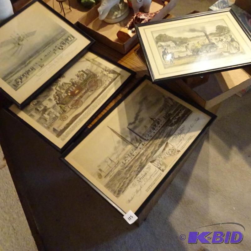 lot 125 image: 4 vintage drawings. Framed, kautmanos...