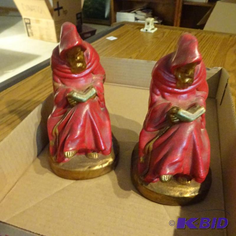 lot 132 image: vintage book ends, armor bronze, taunton mass...