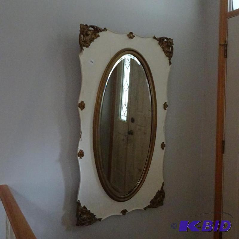 lot 150 image: Vintage wall hanging mirror. 29x51...