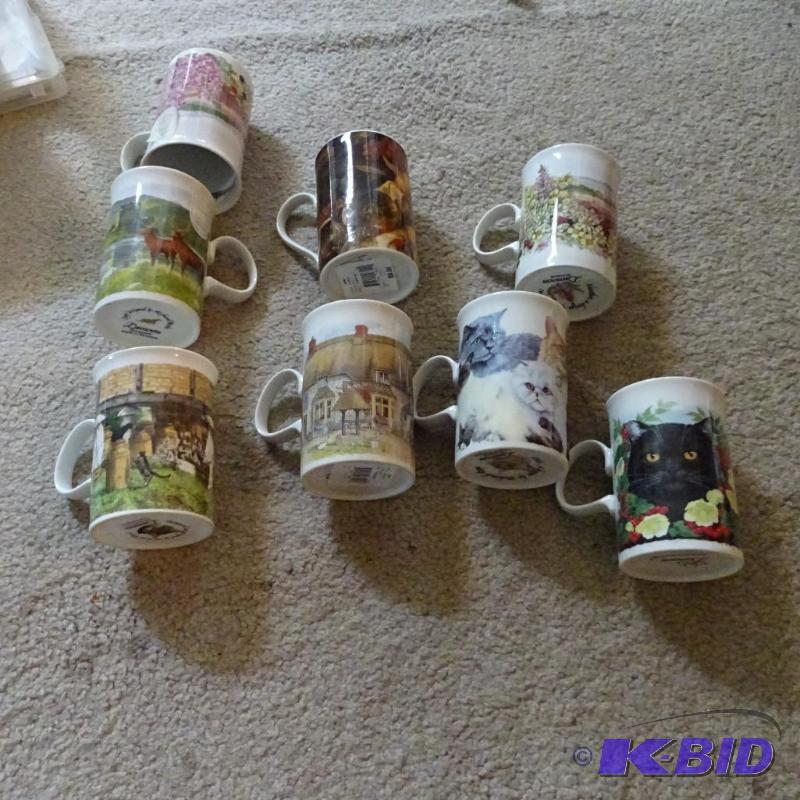 lot 158 image: 8 coffee mugs painted by dunoon. Scotland and...