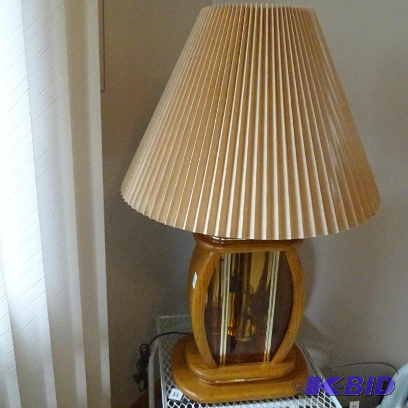 lot 31 image: Wood table lamp. With interior base light...