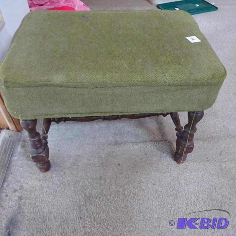 lot 36 image: wood framed foot stool...