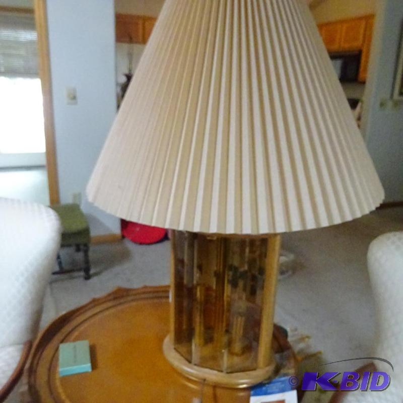 lot 39 image: Wood table lamp. With interior base light...