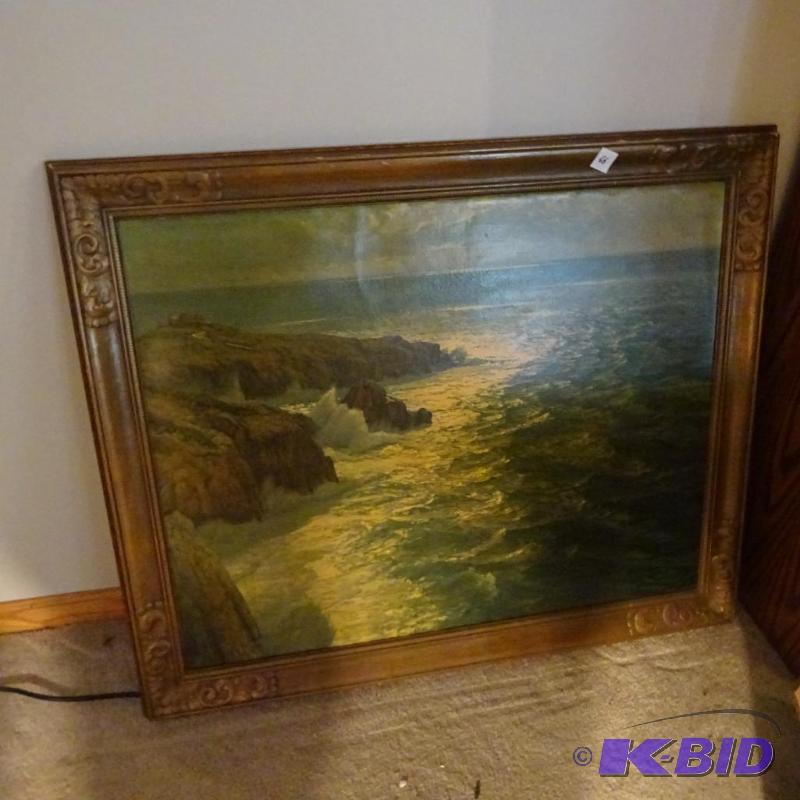 lot 66 image: wood framed print. 39x33...