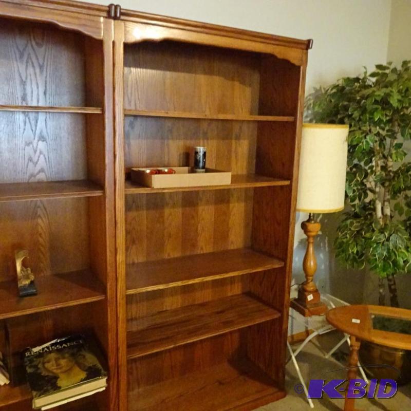 lot 69 image: Wood book case. 4 adjustable shelves. 36x13x7...