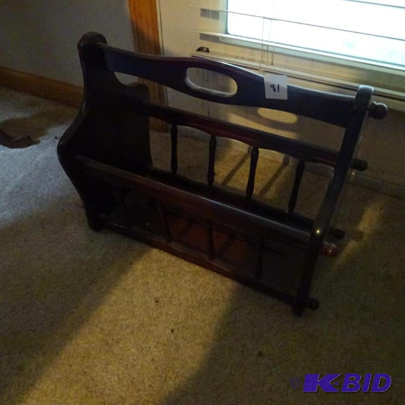 lot 81 image: Vintage wood magazine rack...