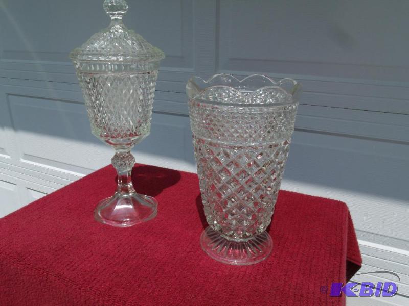 Wexford Large vase and Glass Covered Candy Dish