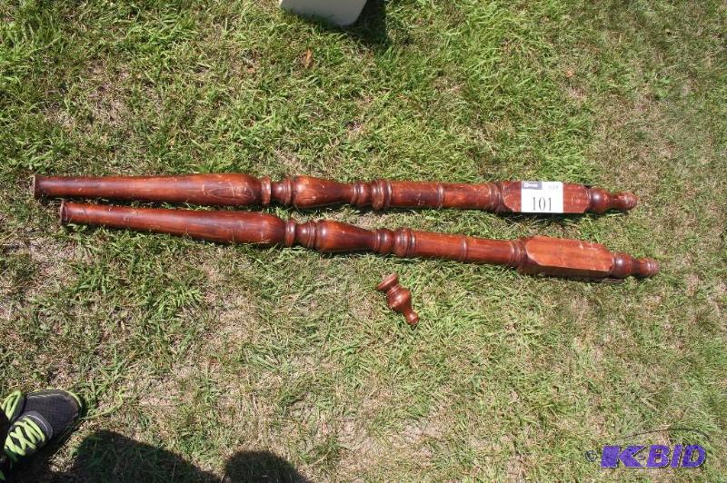 lot 101 image: Lot of (2) wooden posts 63"...