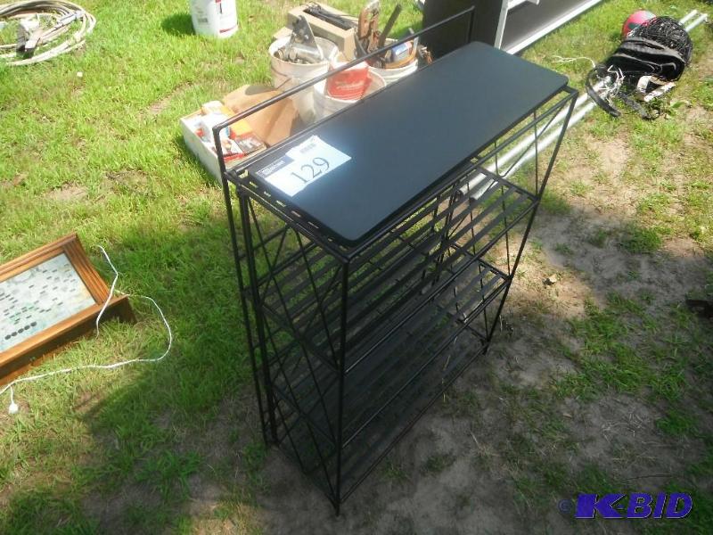 lot 129 image: Metal shelf with removable shelves 11 12&quo...