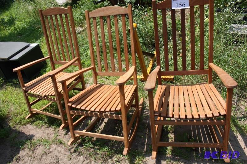 lot 156 image: Lot of (3) wooden chairs with arm rests 24 1...