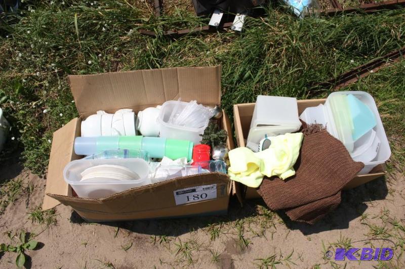 lot 180 image: Lot of (2) boxes of various items including c...