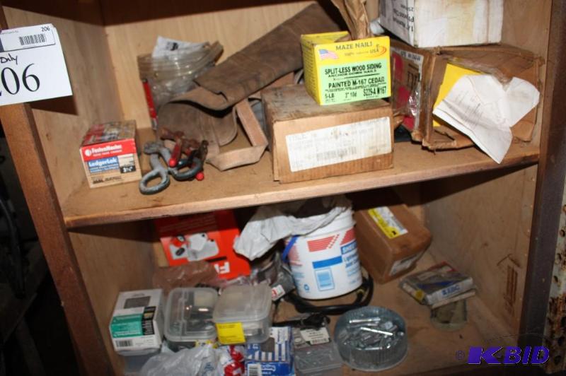 lot 206 image: Shelf lot of contents only including nails, s...